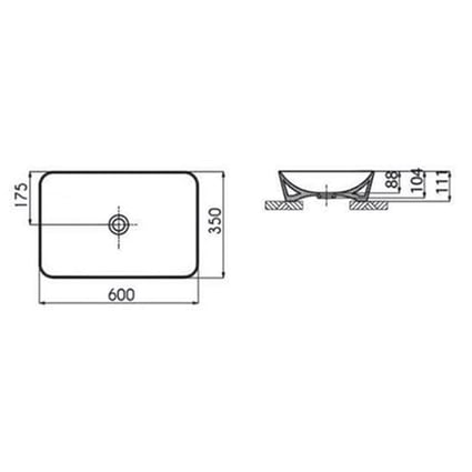 Νιπτήρας παραλληλόγραμμος Prisma 60x35 cm
